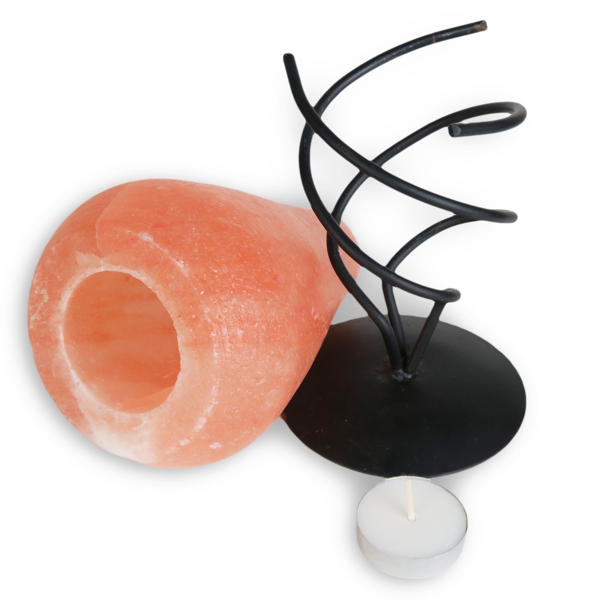 Himalayan Salt Cone Tealight w/ Metal Stand - Himalayan Secrets™