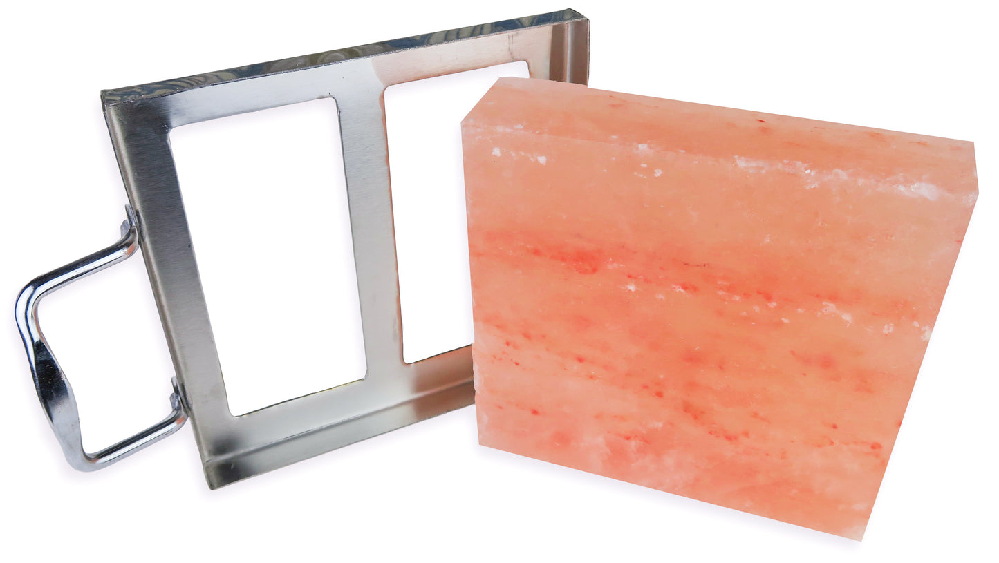 Himalayan Salt Cooking Block 8" x 8" x 2" With Stainless Steel Holder - Himalayan Secrets™