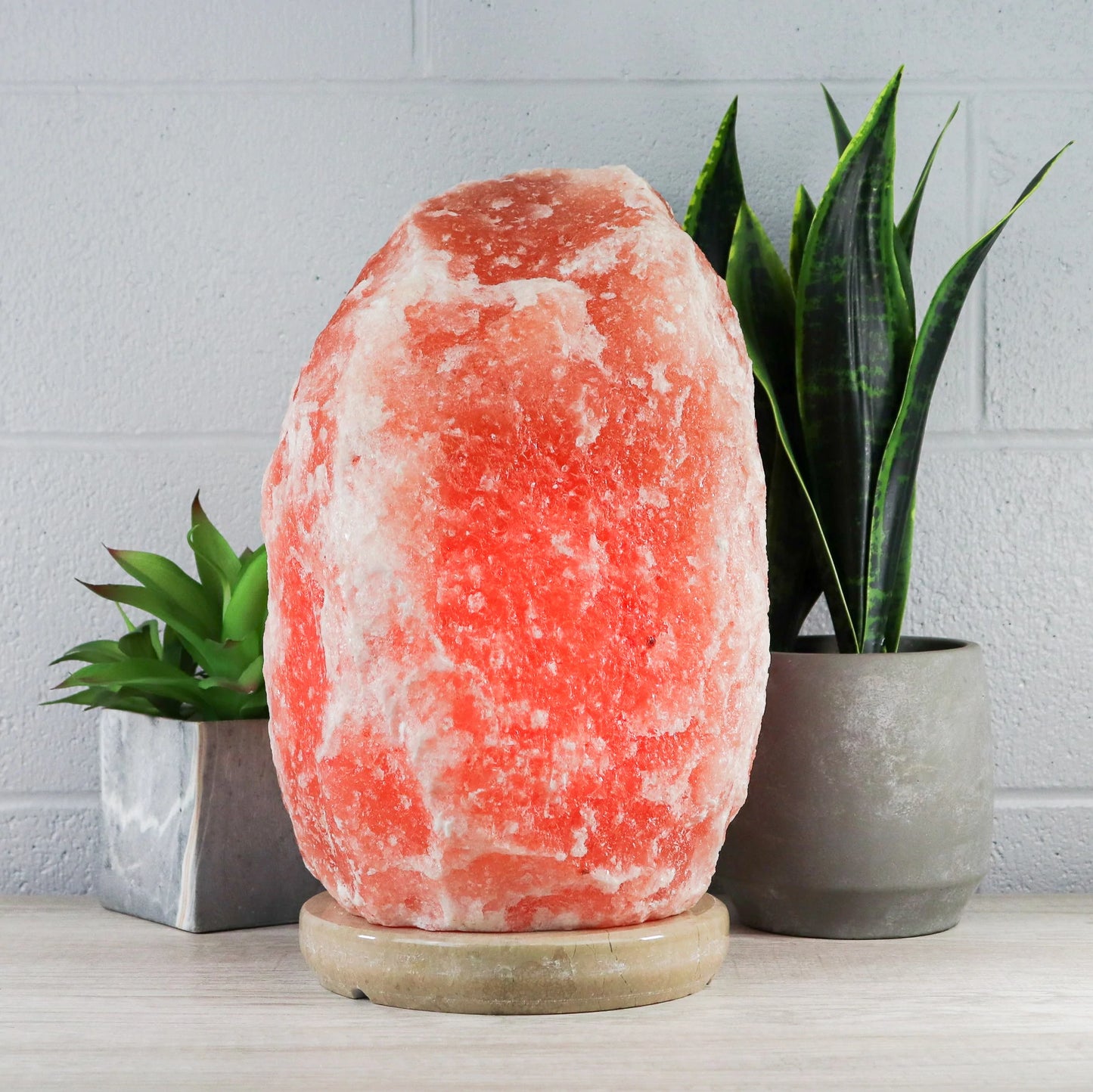 NATURAL PINK HIMALAYAN SALT LAMP 55-66 LBS W/ TAVERA MARBLE BASE