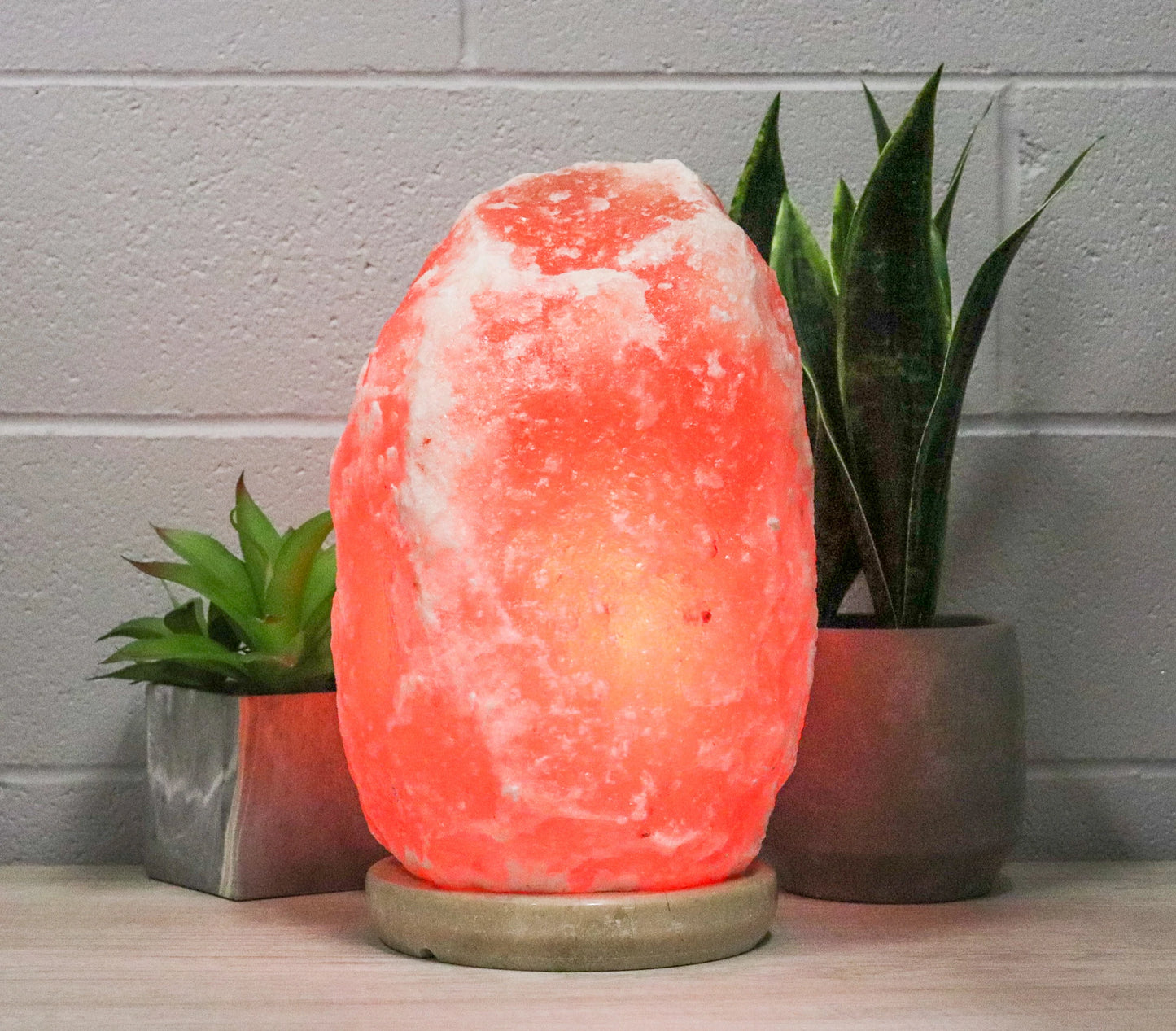 NATURAL PINK HIMALAYAN SALT LAMP 55-66 LBS W/ TAVERA MARBLE BASE